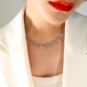 New titanium steel silver basic necklace, silver color, 45 cm.